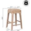 JONATHAN Y CSL1101A Maui 25.5″ Rustic Bohemian Hyacinth/Wood Backless Counter Stool for Home, Kitchen, Dining Room, Workspaces, Cafes and Resturants, Brown Wash Woven Seat with Natural Wood Frame(Natural)