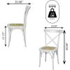 JONATHAN Y DNG1001D-SET2 Cassis Classic Traditional X-Back Wood Rattan Dining Chair French Country, Cottage, Vintage, Farmhouse, Shabby Chic, Black/Natural (Set of 2)(White/Natural)