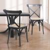 JONATHAN Y DNG1001D-SET2 Cassis Classic Traditional X-Back Wood Rattan Dining Chair French Country, Cottage, Vintage, Farmhouse, Shabby Chic, Black/Natural (Set of 2)(Black/Natural)
