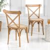 JONATHAN Y DNG1001D-SET2 Cassis Classic Traditional X-Back Wood Rattan Dining Chair French Country, Cottage, Vintage, Farmhouse, Shabby Chic, Black/Natural (Set of 2)(Natural)