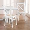 JONATHAN Y DNG1001D-SET2 Cassis Classic Traditional X-Back Wood Rattan Dining Chair French Country, Cottage, Vintage, Farmhouse, Shabby Chic, Black/Natural (Set of 2)(White/Natural)