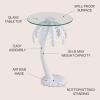 JONATHAN Y END1000A Vince 24.75″ Mid-Century Vintage Glass Top Metal Palm Tree End Table, White Drink Table for Living Room, Bedroom, Office, Bathroom