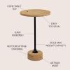 JONATHAN Y END1004A Calix 23.5″ Contemporary Minimalist Metal/Resin Round End Table, Light Brown/White Drink Table for Living Room, Bedroom, Office, Bathroom(Light Brown/Black)