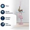 JONATHAN Y END1006A Blanche 25″ Classic Mid-Century Glass Top Flamingo End Table, Pink Drink Table for Living Room, Bedroom, Office, Bathroom