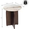 JONATHAN Y END5002A Naomi 18″ Rustic Minimalist Marble/Wood X-Base Accent Table, Side Table, End Table for Living Room, Bedroom, White Marble/Walnut Wood(White Marble/Walnut Wood)