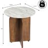 JONATHAN Y END5002A Naomi 18″ Rustic Minimalist Marble/Wood X-Base Accent Table, Side Table, End Table for Living Room, Bedroom, White Marble/Walnut Wood(White Marble/Honey Wood)