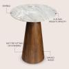 JONATHAN Y END5003A Kaito 18″ Rustic Minimalist Round Marble/Wood Accent Table, Side Table, End Table for Living Room, Bedroom, White Marble/Walnut Wood(White Marble/Honey Wood)