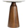 JONATHAN Y END5003A Kaito 18″ Rustic Minimalist Round Marble/Wood Accent Table, Side Table, End Table for Living Room, Bedroom, White Marble/Walnut Wood(White Marble/Honey Wood)