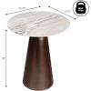 JONATHAN Y END5003A Kaito 18″ Rustic Minimalist Round Marble/Wood Accent Table, Side Table, End Table for Living Room, Bedroom, White Marble/Walnut Wood(White Marble/Walnut Wood)