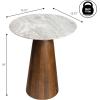 JONATHAN Y END5003A Kaito 18″ Rustic Minimalist Round Marble/Wood Accent Table, Side Table, End Table for Living Room, Bedroom, White Marble/Walnut Wood(White Marble/Honey Wood)