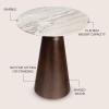 JONATHAN Y END5003A Kaito 18″ Rustic Minimalist Round Marble/Wood Accent Table, Side Table, End Table for Living Room, Bedroom, White Marble/Walnut Wood(White Marble/Walnut Wood)