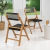 JONATHAN Y FLD1001A-SET2 Olivier Coastal Modern Wood Roped Folding Chair with Adjustable Back Transitional, Bohemian, Classic, Scandinavian, Minimalist, Contemporary, Black/Natural (Set of 2)