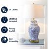 JONATHAN Y JYL3008A Ellis 29.5″ Ceramic LED Table Lamp Traditional Bedside Desk Nightstand Lamp for Bedroom Living Room Office College Bookcase LED Bulb Included, Blue/White