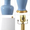JONATHAN Y JYL4026A Julian 29″ Ceramic LED Table Lamp Traditional Transitional Bedside Desk Nightstand Lamp for Bedroom Living Room Office College Bookcase LED Bulb Included, White/Gold(Blue)