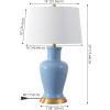 JONATHAN Y JYL4026A Julian 29″ Ceramic LED Table Lamp Traditional Transitional Bedside Desk Nightstand Lamp for Bedroom Living Room Office College Bookcase LED Bulb Included, White/Gold(Blue)