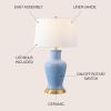 JONATHAN Y JYL4026A Julian 29″ Ceramic LED Table Lamp Traditional Transitional Bedside Desk Nightstand Lamp for Bedroom Living Room Office College Bookcase LED Bulb Included, White/Gold(Blue)