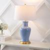 JONATHAN Y JYL4026A Julian 29″ Ceramic LED Table Lamp Traditional Transitional Bedside Desk Nightstand Lamp for Bedroom Living Room Office College Bookcase LED Bulb Included, White/Gold(Blue)