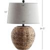 JONATHAN Y JYL6501A Alaro 24.5″ Banana Leaf Basket LED Table Lamp Coastal Cottage Industrial Bedside Desk Nightstand for Bedroom Living Room Office College Bookcase LED Bulb Included, Natural(Natural)