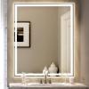 JONATHAN Y MIR100A-3648 Pax 36 in. W x 48 in. H Large Rectangular Frameless Antifog Front/Back-Lit Wall Bathroom Vanity Mirror with Smart Touch(40″L x 32″W)