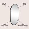 JONATHAN Y MIR202C Milly 24 in. W x 36 in. H Medium Oval Metal Framed Wall Mirror, for Bathroom, Living Room, Bedroom, Gold(Black)