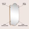 JONATHAN Y MIR205B Louisa 24 in. W x 36 in. H Medium Scalloped Rectangular Metal Framed Wall Mirror, for Bathroom, Living Room, Bedroom, Nickel(Gold)
