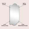 JONATHAN Y MIR205B Louisa 24 in. W x 36 in. H Medium Scalloped Rectangular Metal Framed Wall Mirror, for Bathroom, Living Room, Bedroom, Nickel(Nickel)