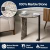 JONATHAN Y MTB1100A Lyra 20.66″ Contemporary Natural Marble/Metal Handmade Round End Table for Living Room, Bedroom, Bathroom, Ivory/Black