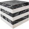 JONATHAN Y MTB1101D Felix 15″ Contemporary Natural Marble Handmade Cube End Table, Side Table for Living Room, Bedroom, Bathroom, Travertine(Black/White)