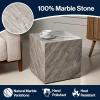 JONATHAN Y MTB1101D Felix 15″ Contemporary Natural Marble Handmade Cube End Table, Side Table for Living Room, Bedroom, Bathroom, Travertine(Gray/Beige)