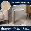 JONATHAN Y MTB1102A Evelyn 20″ Contemporary Natural Marble/Metal Handmade C-Shaped End Table for Living Room, Bedroom, Bathroom, Beige/Pink Beige
