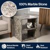 JONATHAN Y MTB1106A Sloane 20″ Modern Natural Marble Handmade Rectangular 2-Shelf End Table for Living Room, Bedroom, Bathroom, Beige/Dark Taupe