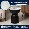 JONATHAN Y MTB1107A Atarah 20″ Contemporary Natural Marble/Metal Handmade Hourglass End Table for Living Room, Bedroom, Bathroom, Black/White