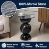 JONATHAN Y MTB1108A Aura 19″ Modern Natural Marble Handmade Stacked Round Pedestal End Table for Living Room, Bedroom, Bathroom, Dark Gray/Light Gray