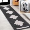 JONATHAN Y Machine Washable Moss/Cream Indoor Area Rug 5X8 ft, Chayton Minimalist Geometric for Living Room, Bedroom, Kitchen, Office, Easy-Cleaning, Pet-Friendly, Non-Shedding WSH110B-5(Black/Cream)