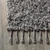 JONATHAN Y Mercer Shag Plush Tassel Cream Indoor Area Rug, 8×10, Contemporary, Modern, Easy-Cleaning for Living Room, Bedroom, Kitchen, Pet Friendly, Non-Shedding (MCR100D-8)(Charcoal With Tassel)