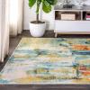 JONATHAN Y Modern Abstract Waterfall Blue/Cream Indoor Area Rug, 8×10, Contemporary POP, Transitional, Easy-Cleaning for Living Room, Bedroom, Kitchen, Pet Friendly, Non-Shedding (CTP100A-8)(4′ x 6′ (Rectangular))