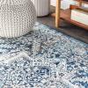 JONATHAN Y Modern Vintage Medallion Light Gray Indoor Area Rug, 8×10, Country, Floral, Easy-Cleaning for Living Room, Bedroom, Kitchen, Pet Friendly, Non-Shedding (MDP100A-8)(Navy /Light Grey)