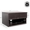 JONATHAN Y NST2001A Elise 15.71″ Classic Contemporary Floating Wall Mounted Nightstand with Soft-Close Tambour Drawer and Cable Hole, Black/Light Oak(Black)