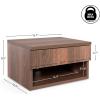JONATHAN Y NST2001A Elise 15.71″ Classic Contemporary Floating Wall Mounted Nightstand with Soft-Close Tambour Drawer and Cable Hole, Black/Light Oak(Dark Brown)