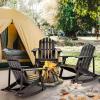 JONATHAN Y PAT1000A Kiawah Outdoor Patio Classic Acacia Wood Adirondack Rocking Chair for Garden, Lawn, Backyard, Pool, Deck, Beach, Firepit, Light Brown(Black)