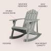 JONATHAN Y PAT1000A Kiawah Outdoor Patio Classic Acacia Wood Adirondack Rocking Chair for Garden, Lawn, Backyard, Pool, Deck, Beach, Firepit, Light Brown(Grey)