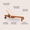 JONATHAN Y PAT1003B Seabrook 69 x 24 Inch Outdoor Acacia Wood Lounger with Cushion, 5-Position Back, Slide Table & Wheels for Garden, Lawn, Backyard, Pool, Deck, Beach, Firepit, Light Brown(Light Brown)