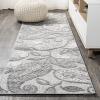 JONATHAN Y Paisley High-Low Indoor Outdoor Area Rug 8X10 Orange/Blue, Julien for Backyard, Patio, Porch, Easy-Cleaning, High Traffic, Pet-Friendly, Non-Shedding (AMC102B-8)(Light Gray/Ivory)