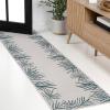 JONATHAN Y Palm Frond Border Indoor Outdoor Area Rug 8X10 Blue/Cream, Isla Coastal Cottage for Backyard, Patio, Porch, Easy-Cleaning, High Traffic, Pet-Friendly, Non-Shedding (TSN207C-8)(Blue/Cream)