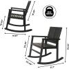 JONATHAN Y RCK100A Ned Modern Chevron-Back 300-Lbs Support Acacia Wood Patio Outdoor Rocking Chair for Garden, Lawn, Backyard, Pool, Deck, Beach, Firepit, Teak(Black)