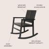 JONATHAN Y RCK100A Ned Modern Chevron-Back 300-Lbs Support Acacia Wood Patio Outdoor Rocking Chair for Garden, Lawn, Backyard, Pool, Deck, Beach, Firepit, Teak(Black)
