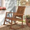 JONATHAN Y RCK100A Ned Modern Chevron-Back 300-Lbs Support Acacia Wood Patio Outdoor Rocking Chair for Garden, Lawn, Backyard, Pool, Deck, Beach, Firepit, Teak(Teak)