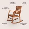 JONATHAN Y RCK101B Carey Modern Slat-Back 300-Lbs Support Acacia Wood Patio Outdoor Rocking Chair for Garden, Lawn, Backyard, Pool, Deck, Beach, Firepit, Gray(Teak)