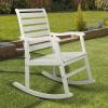 JONATHAN Y RCK101B Carey Modern Slat-Back 300-Lbs Support Acacia Wood Patio Outdoor Rocking Chair for Garden, Lawn, Backyard, Pool, Deck, Beach, Firepit, Gray(White)