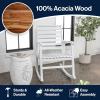 JONATHAN Y RCK101B Carey Modern Slat-Back 300-Lbs Support Acacia Wood Patio Outdoor Rocking Chair for Garden, Lawn, Backyard, Pool, Deck, Beach, Firepit, Gray(White)